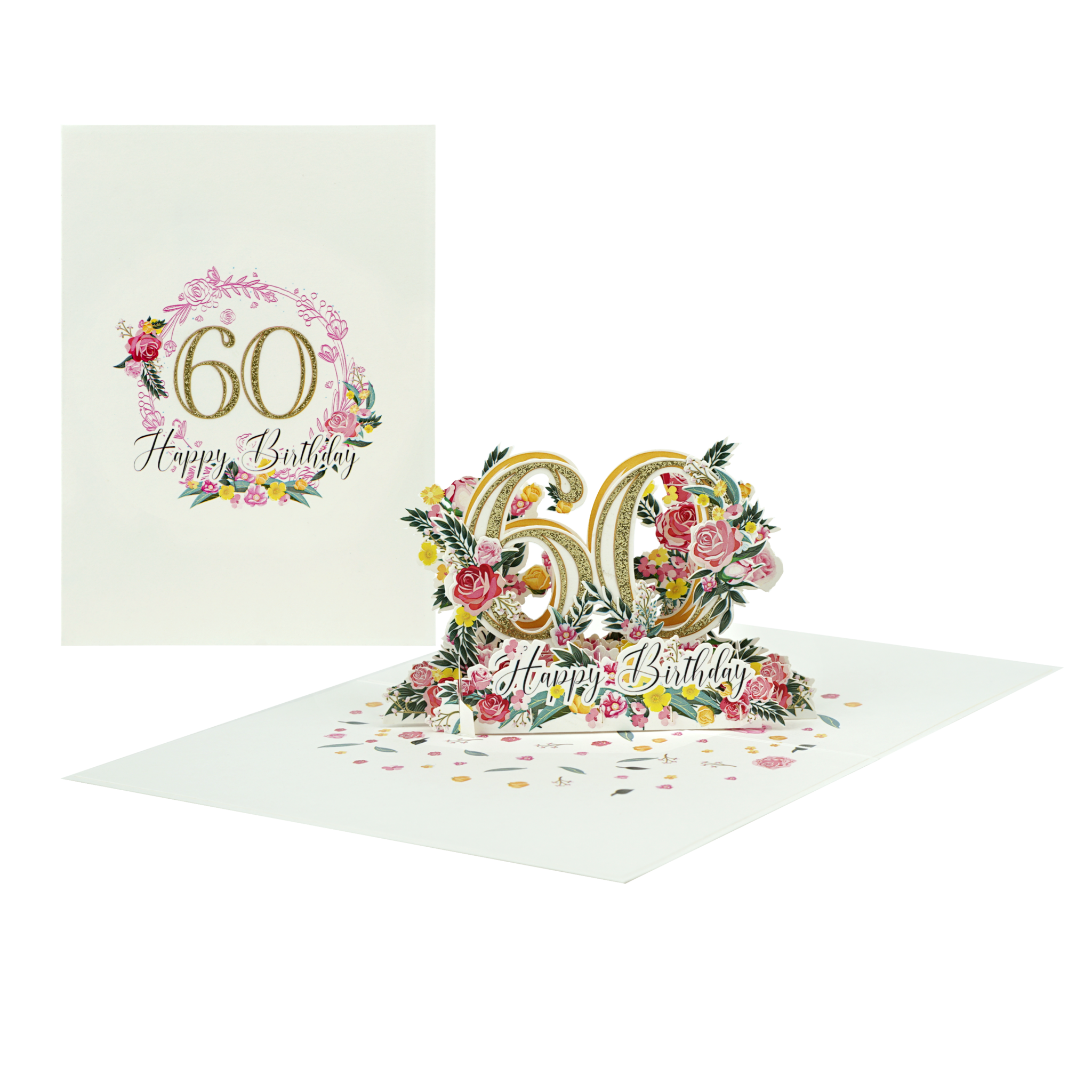 Happy Birthday 60 Flowers Pop-Up Card – Kiriori Popup Cards